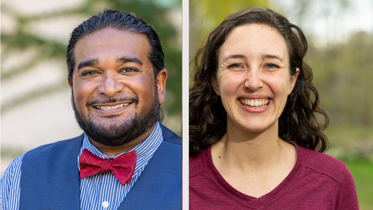 Postdoctoral researcher Nall Moonilall and Soils and Biogeochemistry PhD student Sarah Brickman.